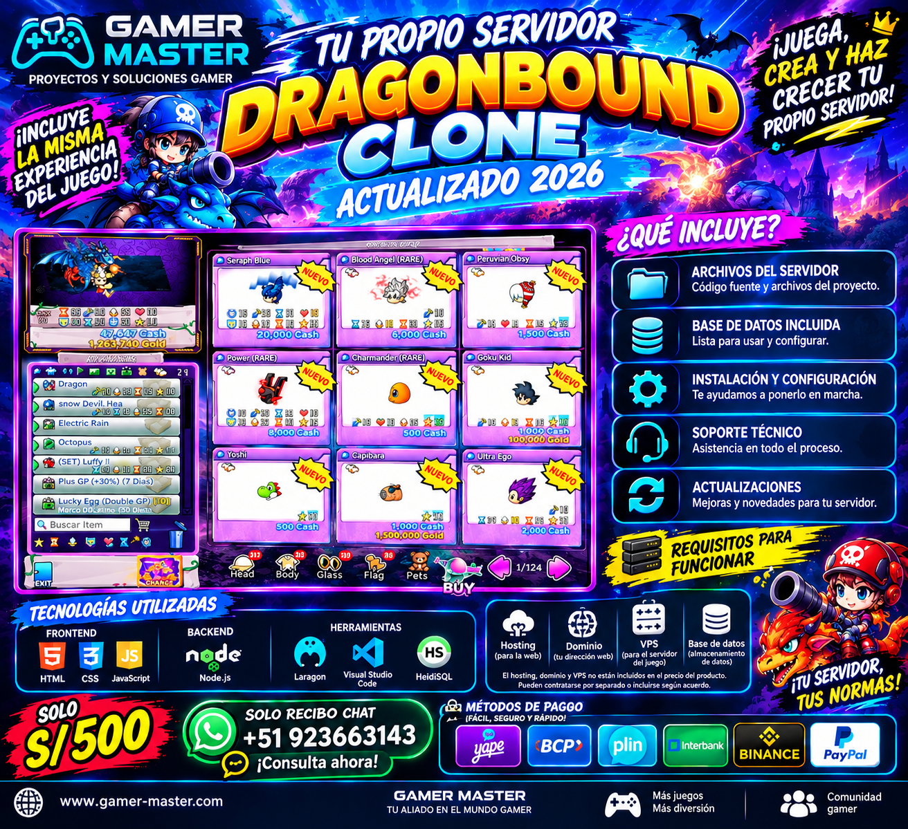 Se vende Servidor para DragonBound Clone Actualizado Completo 2026